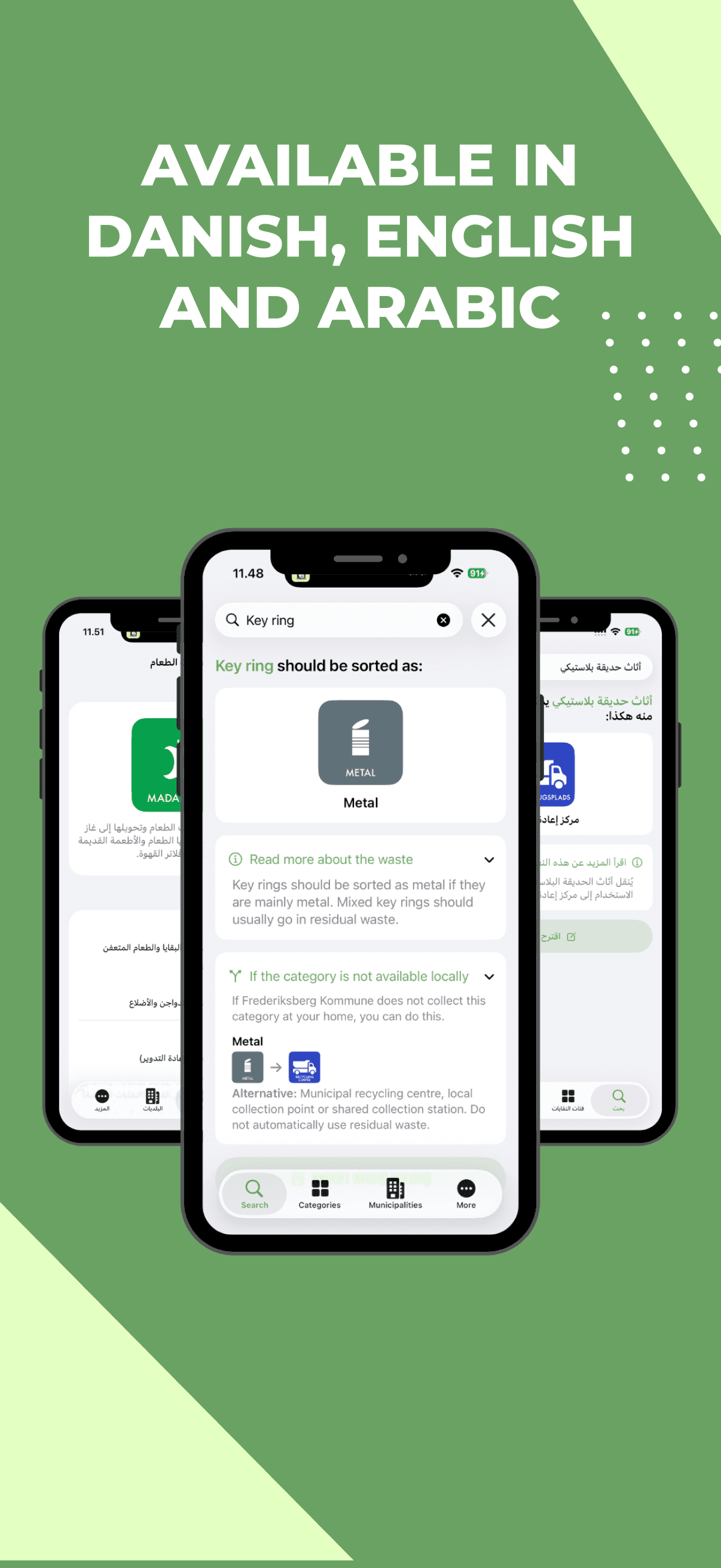 The iPhone app shown in several languages