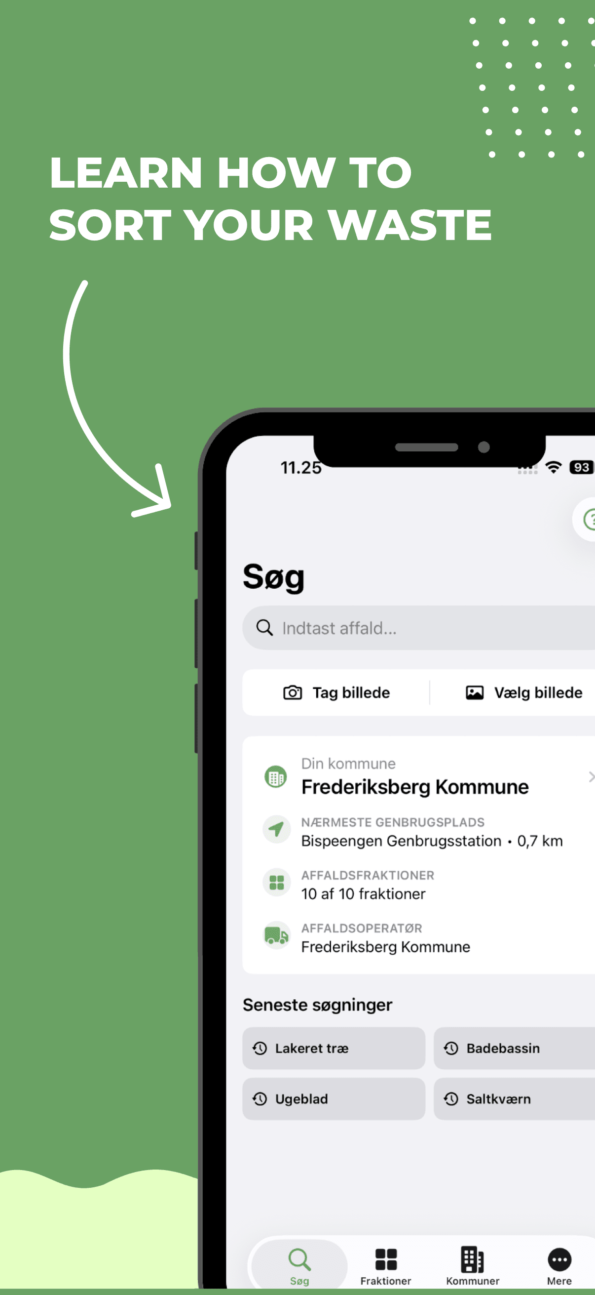 Search screen in Affaldsguide Danmark